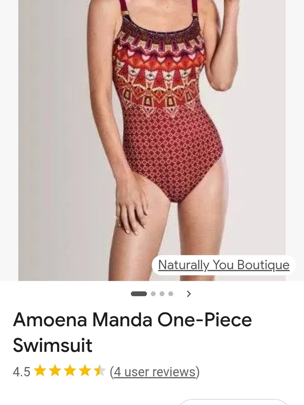 Amoena Red Geometric-Print One-Piece Swim Bodysuit
